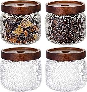 Set of 4 10 oz Glass Jars with Lids for Kitchen Storage