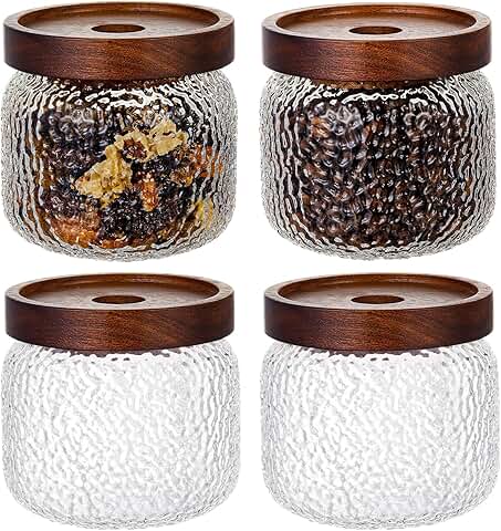 Set of 4 10 oz Glass Jars with Lids for Kitchen Storage