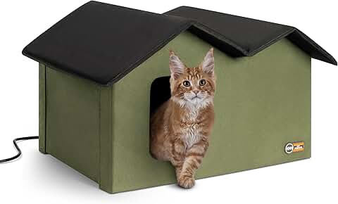 Extra-Wide Heated Outdoor Cat House for Winter