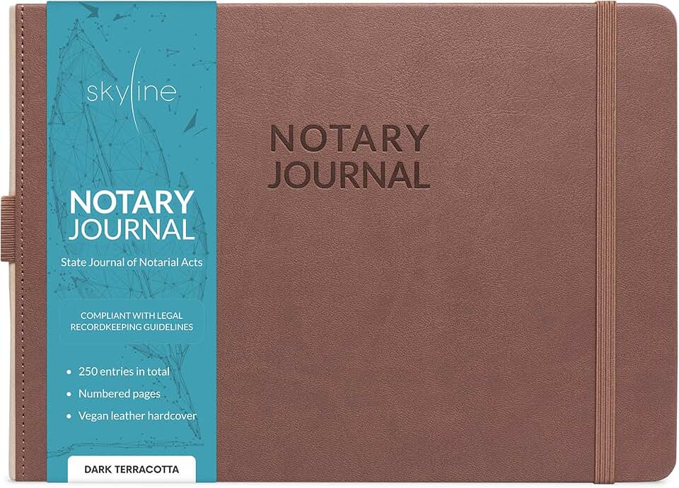 Notary Record Book with 250 Entries, Hardcover