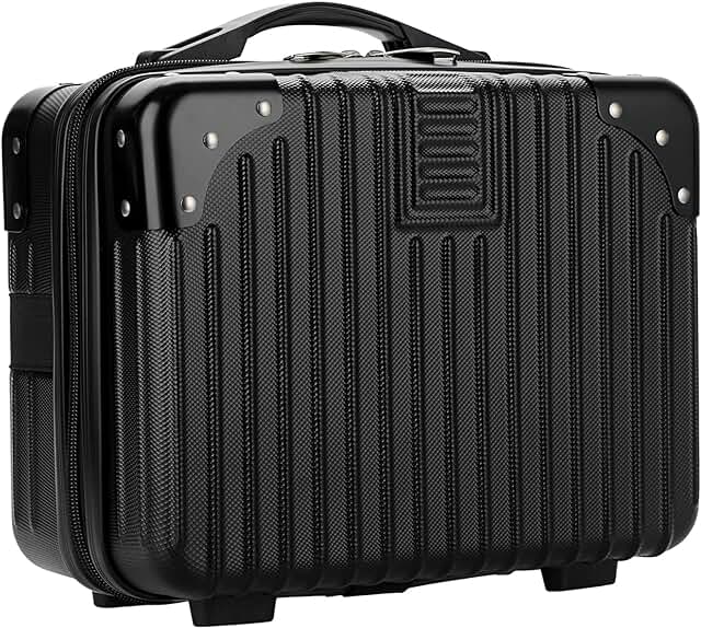 Small black portable cosmetic travel case