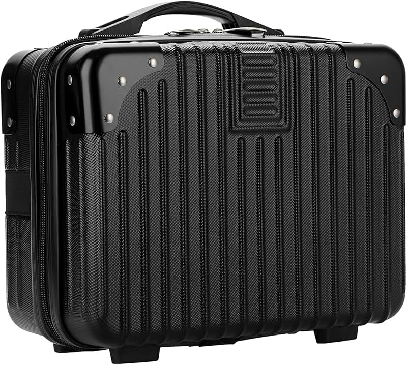 Small black portable cosmetic travel case