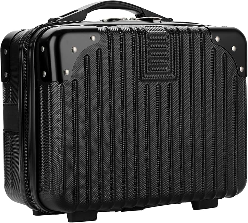 Small black portable cosmetic travel case