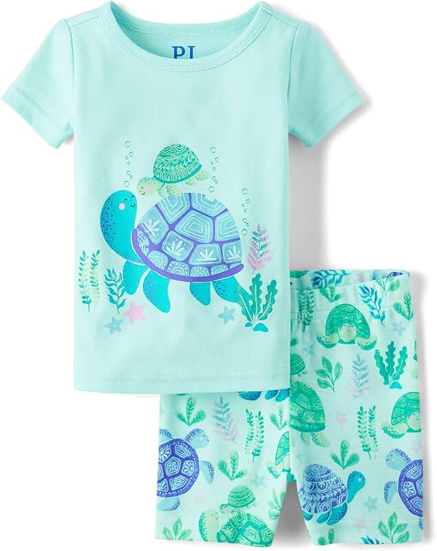 Baby Girl Cotton Short Sleeve Top and Shorts Pajama Set