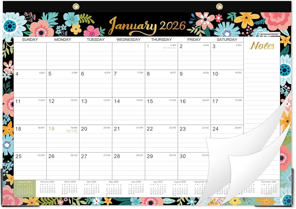 2026 Desk Calendar with Floral Design