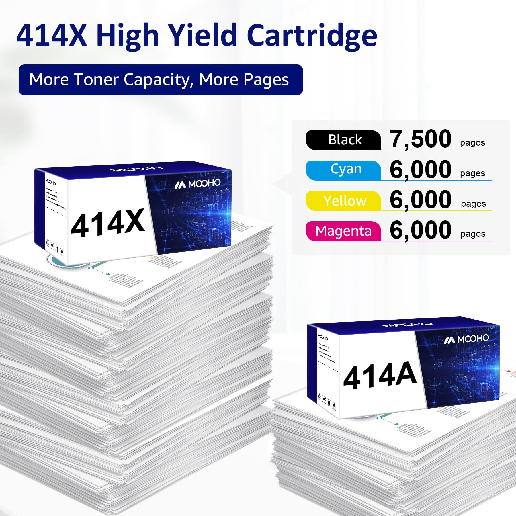 (with Chip) Compatible Toner Cartridge Replacement for HP 414X W2020X 414A High Yield for HP Color Pro MFP M479fdw M454dw M479fdn M454dn Printer Cartridges (Black Cyan Yellow Magenta, 4 Pack)