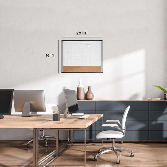 Magnetic 3-in-1 Dry Erase Calendar Whiteboard, 16x20