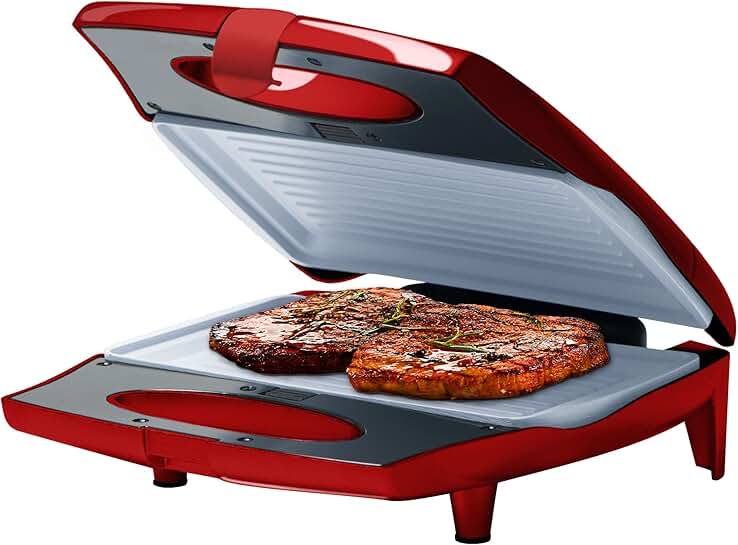 Red 7-Piece Ceramic Grill Set with Interchangeable Plates