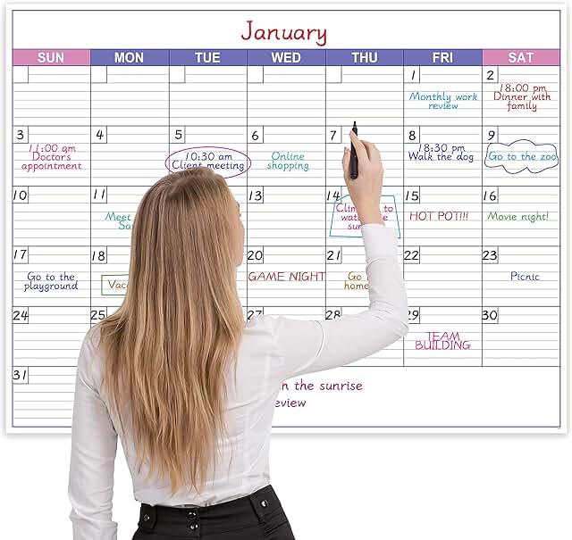 Large Undated Dry Erase Wall Calendar, 40" x 30"