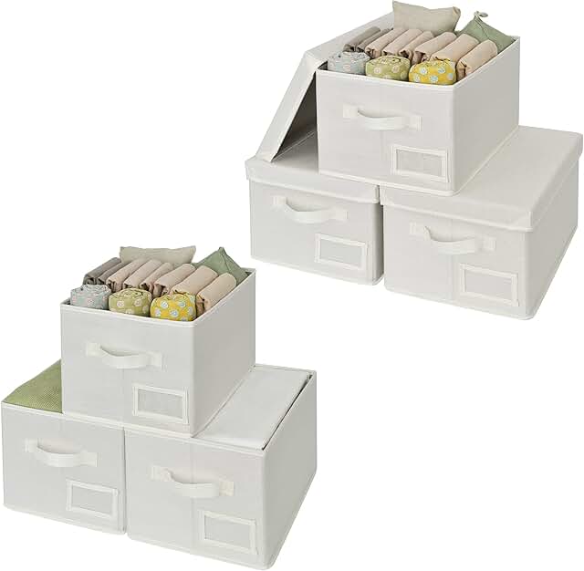 Bundle of 6 Rectangle Storage Bins with Lids