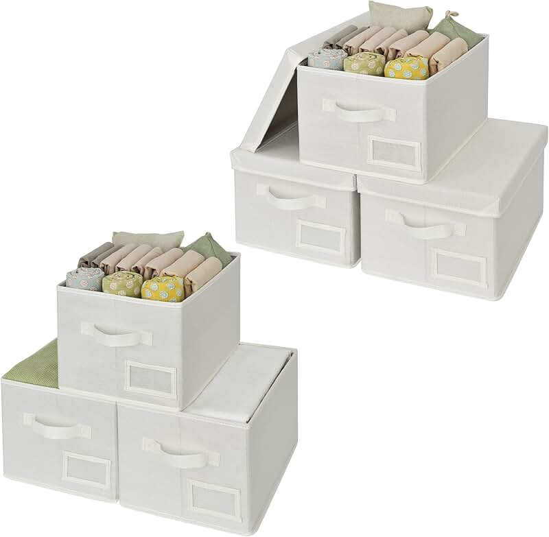 Bundle of 6 Rectangle Storage Bins with Lids
