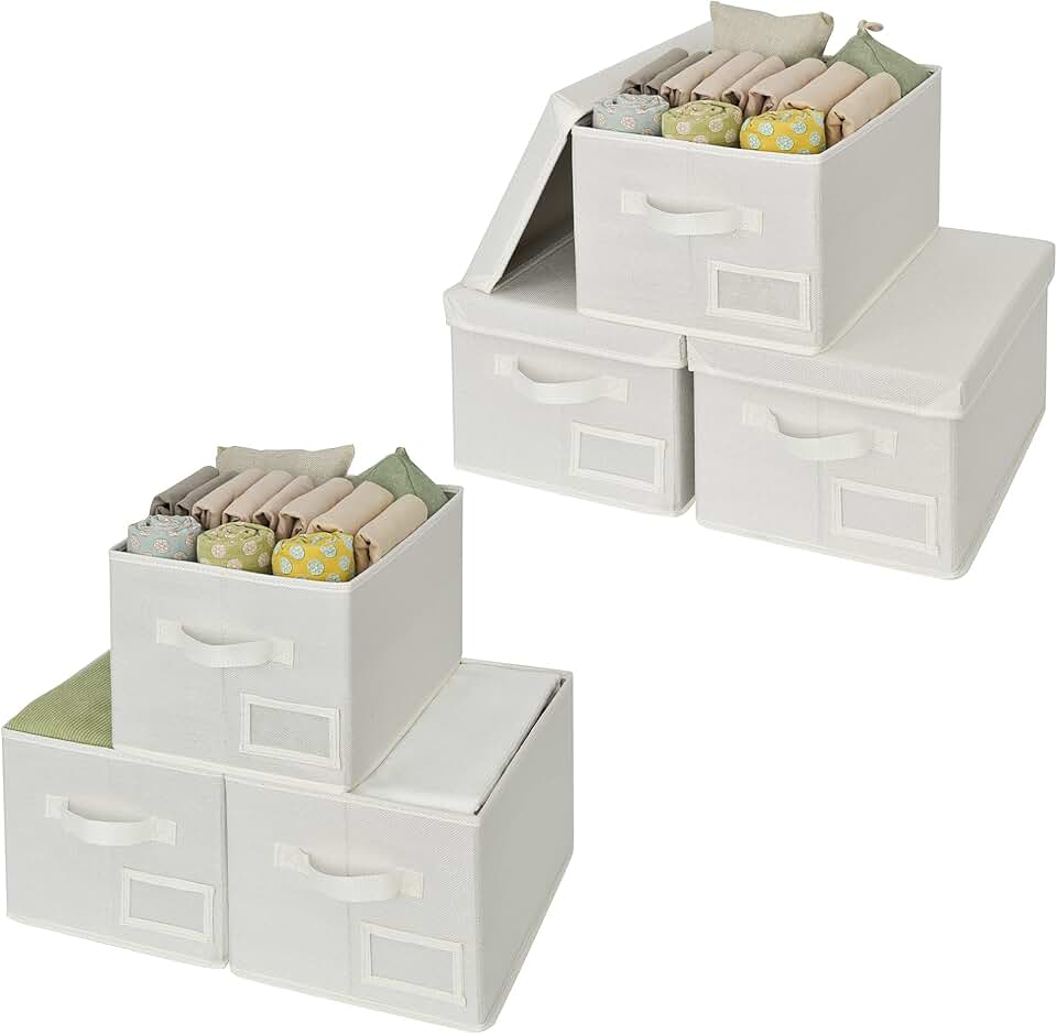 Bundle of 6 Rectangle Storage Bins with Lids