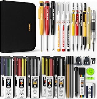 34-Pack Carpenter Pencil Set with Sharpener and Case