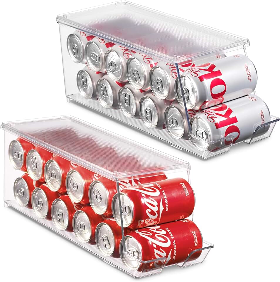 Set of 2 Clear Stackable Beverage and Food Storage Bins