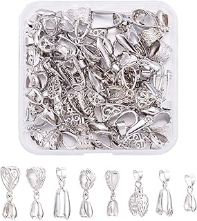 48pcs Silver Pinch Clip Bail Clasps for Jewelry Making