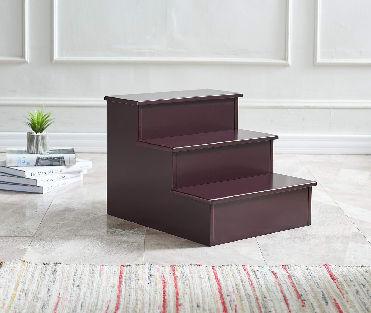 Darien 3 Step Wood Step Stool for Adults or Kids, Dog Stairs, Cherry