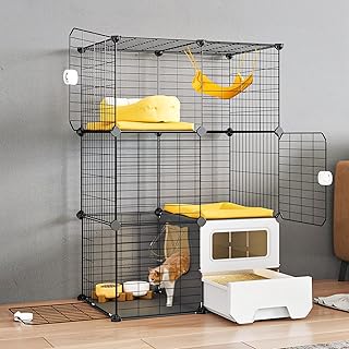 Indoor Cat Cage with Litter Box and Playpen