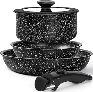 5-Piece Nonstick Cookware Set with Removable Handles