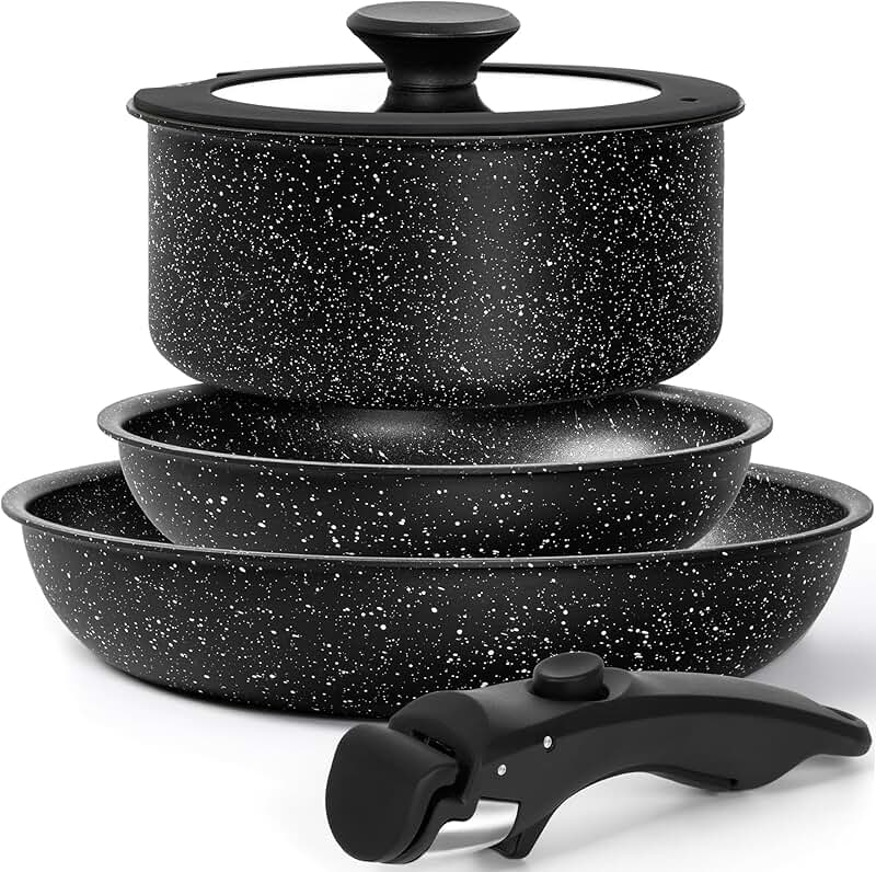 5-Piece Nonstick Cookware Set with Removable Handles