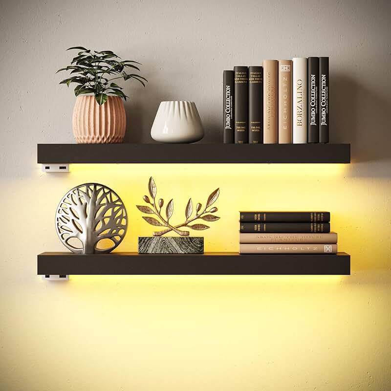 Floating LED Shelves for Wall Display, Set of 2
