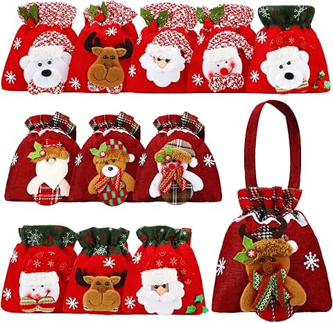 12 Christmas Gift Doll Bags with Drawstrings