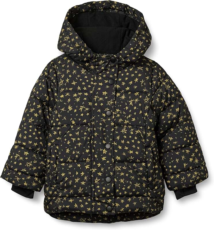 Girls' Warm Water-Resistant Hooded Puffer Coat