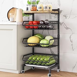 4-Tier Adjustable Fruit and Vegetable Storage Cart