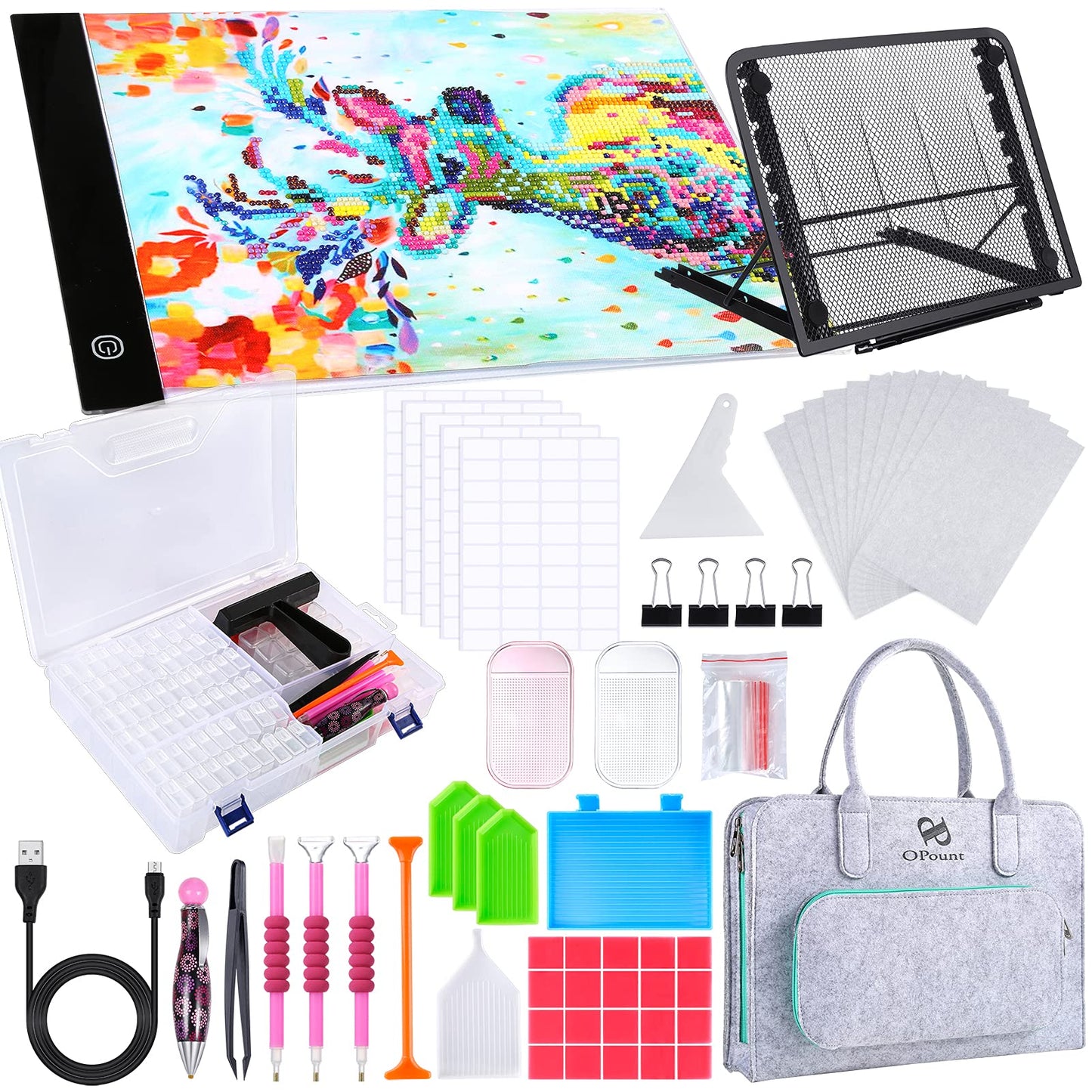 170 PCS A4 Diamond Painting Kit with LED Light Pad and Tools