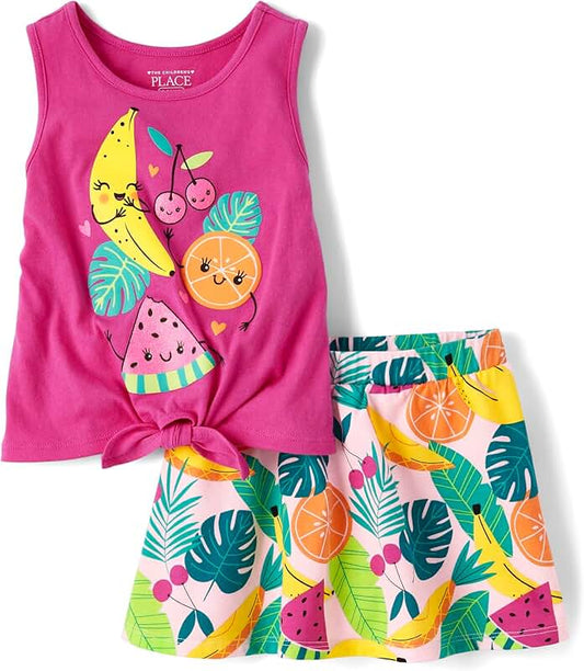 Baby Girls and Toddler Sleeveless Tank Top and Skort Set