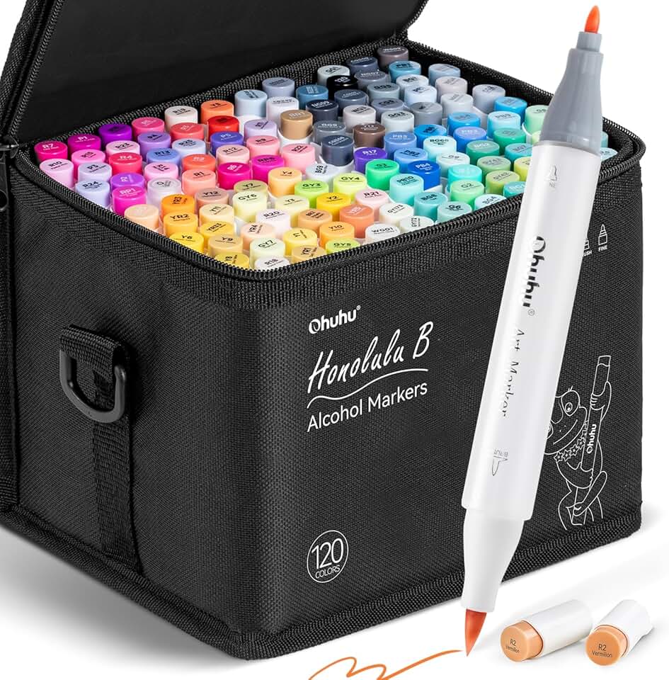 120-color double-tipped alcohol marker set for artists