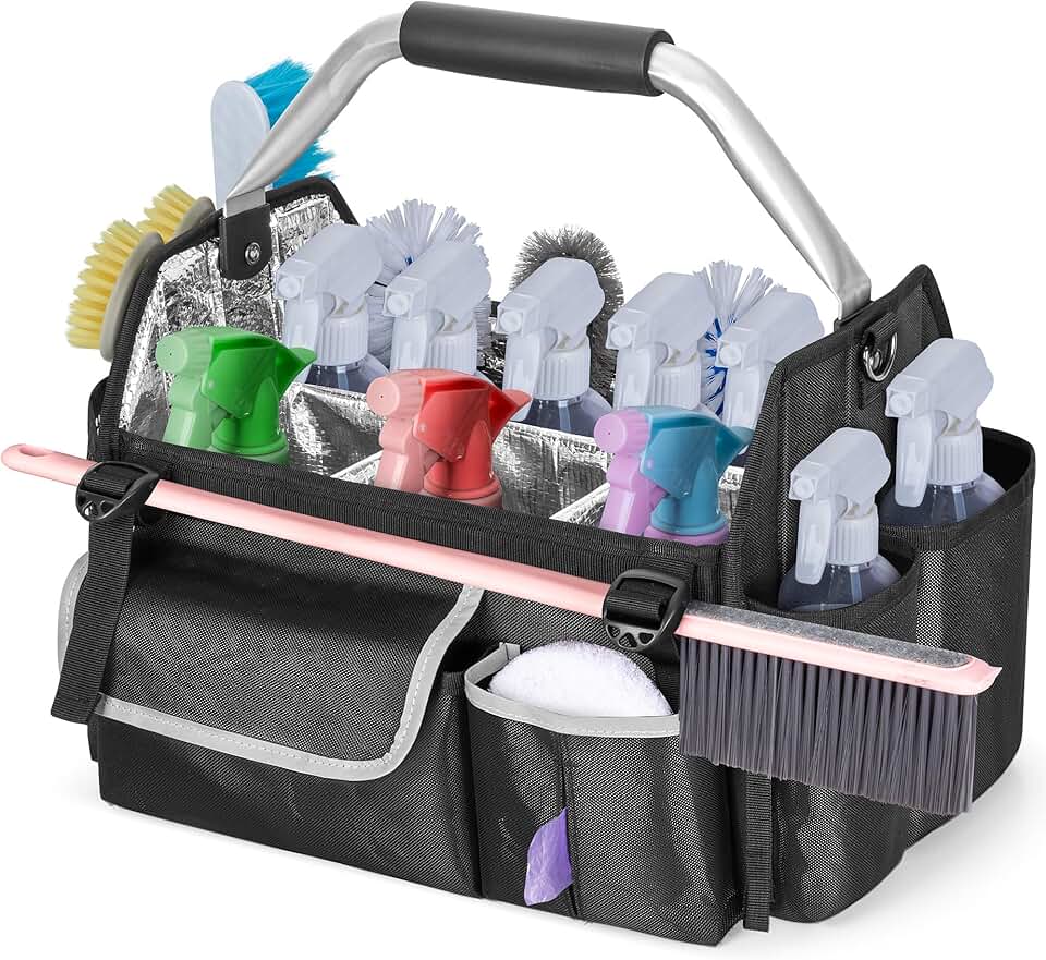 Portable Cleaning Supplies Organizer with Pockets