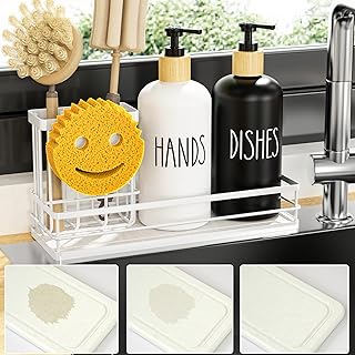 Kitchen Dish Soap Dispenser Set with Dry Tray and Sponge Holder