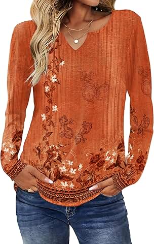 Long Sleeve Boho Women's Fall V-Neck Blouse