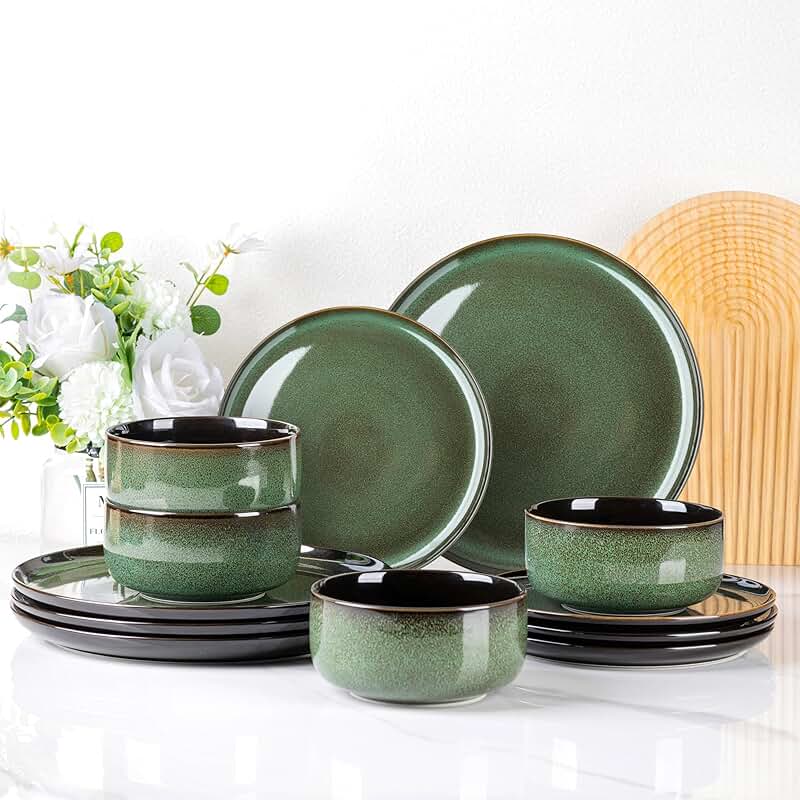 Set of 4 large speckled brown pasta and salad bowls