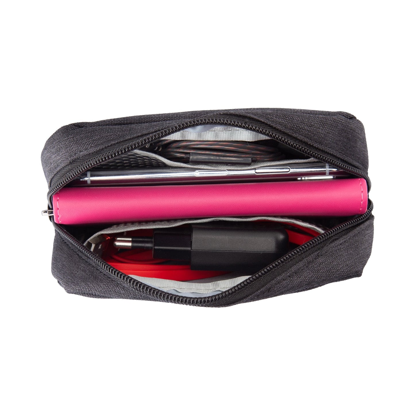7 inch Canvas Zippered Small Bag, Mini Travel Makeup Carrying Case, Cosmetic Bag, Portable Electronics Accessories Organizer, Tiny Coin Purse Wallet, Little Pouch for Little Items, Black