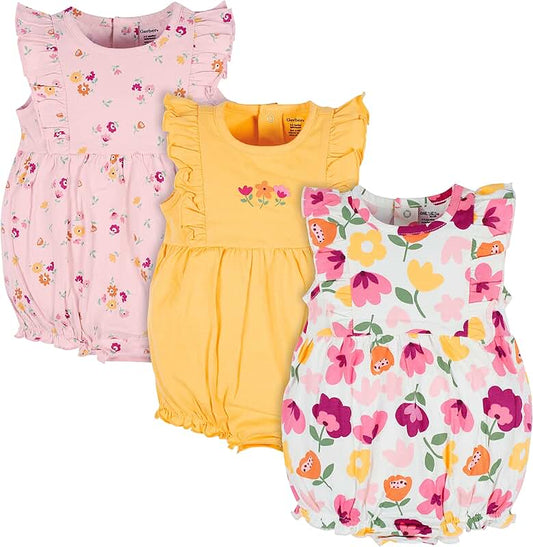 Three Baby Girl Rompers Pack