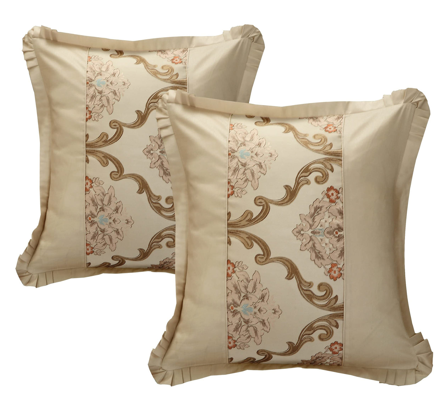 9 Piece Aubrey Decorator Upholstery Comforter Set and Pillows Ensemble, Queen, Beige