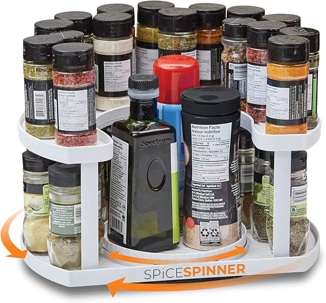 Two-Tiered Spice Organizer with Spin Turntables
