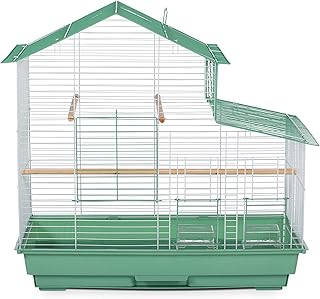 Small green house style bird cage
