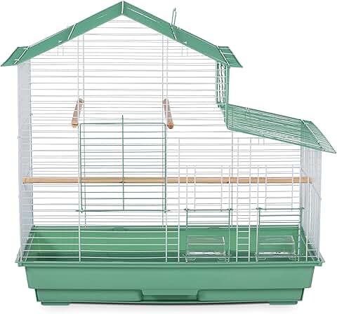 Small green house style bird cage
