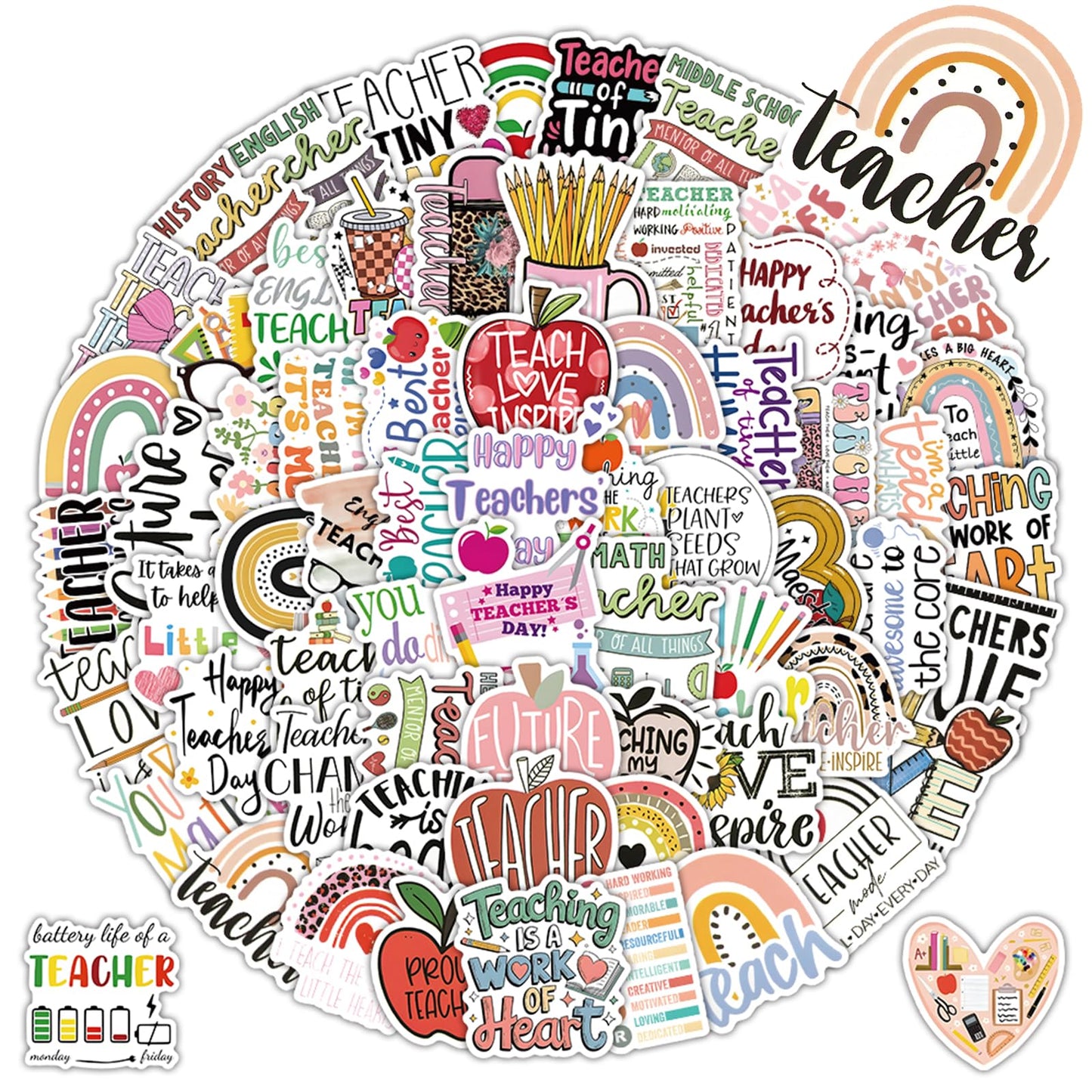 110 Waterproof Teacher Appreciation Stickers