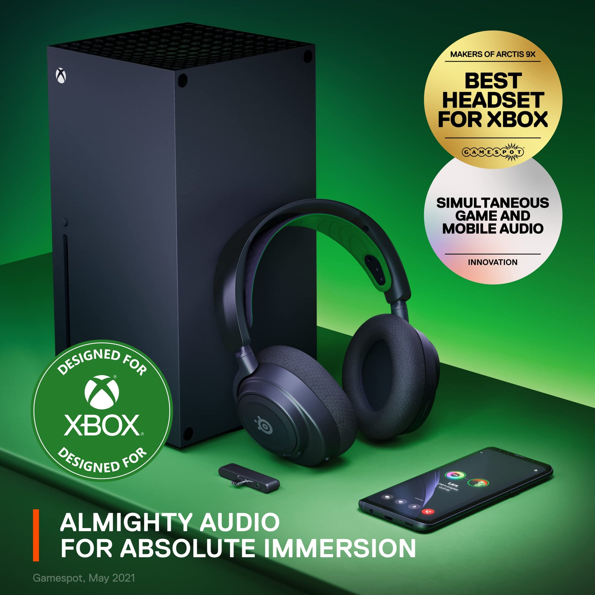New Arctis Nova 7X Wireless Multi-Platform Gaming & Mobile Headset - Nova Acoustic System - Simultaneous Wireless 2.4GHz + Bluetooth - 38Hr Battery - USB-C - Xbox, PC, PS, Switch, Mobile