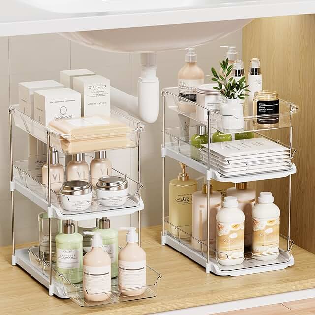 Two Pack Bathroom and Kitchen Storage with Pull-Out Drawers