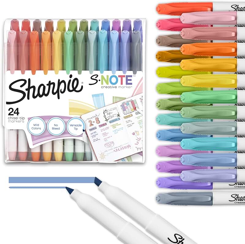 24 Pastel Art Markers with Chisel Tips