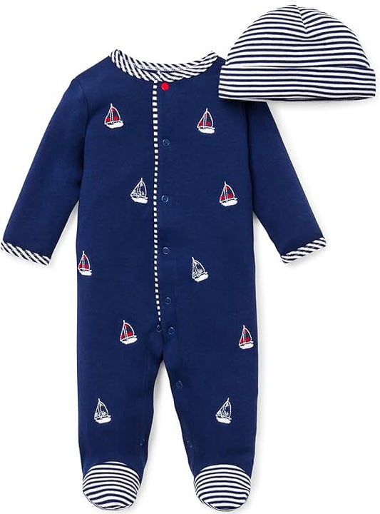 Baby Boy 2-Piece Cotton Sleeper and Cap Set