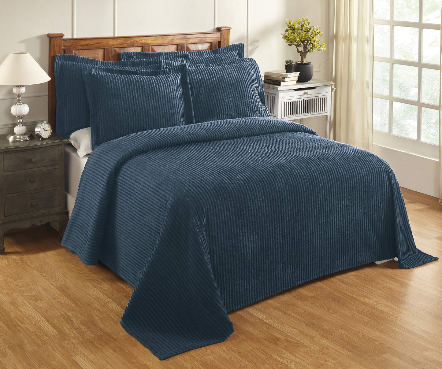 Jullian is Super Soft and Light Weight in Bold Stripes Design 100% Cotton Tufted Unique Luxurious Machine Washable Tumble Dry, Full/Double Bedspread, Teal