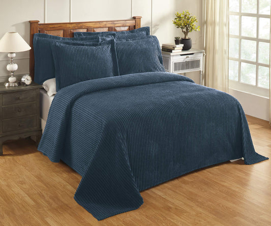 Jullian is Super Soft and Light Weight in Bold Stripes Design 100% Cotton Tufted Unique Luxurious Machine Washable Tumble Dry, Full/Double Bedspread, Teal