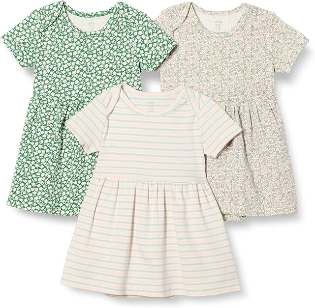 Three short sleeve baby girl bodysuit dresses