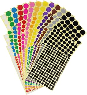 Color Coding Labels for Organization, 12 Colors, 4452 Dots
