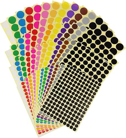 Color Coding Labels for Organization, 12 Colors, 4452 Dots